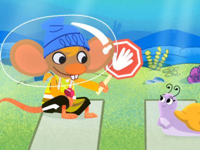 Stu signals at an underwater crossing.