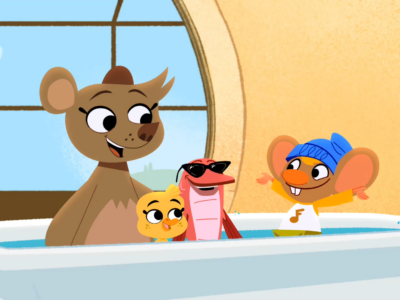 Stu and his friends share a bath.
