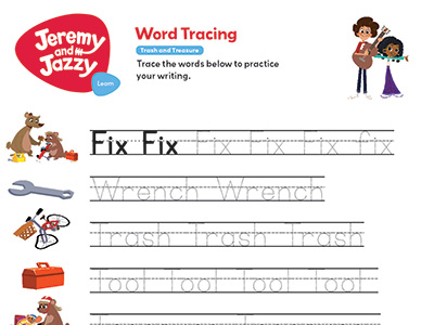 Trash and Treasure Word Tracing