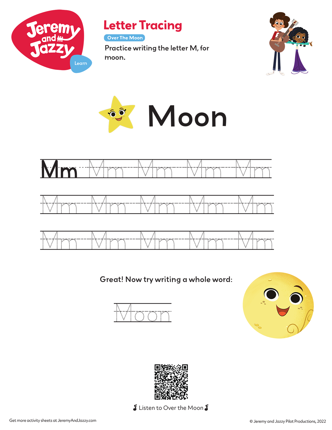 Over the Moon Letter Tracing